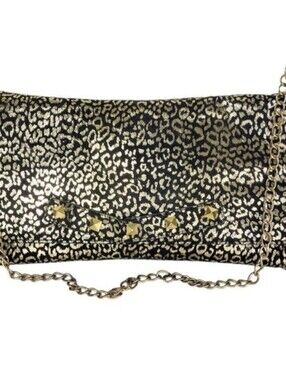 Betsey Johnson Metallic Studded Animal Print Large Envelope Clutch Bag Purse